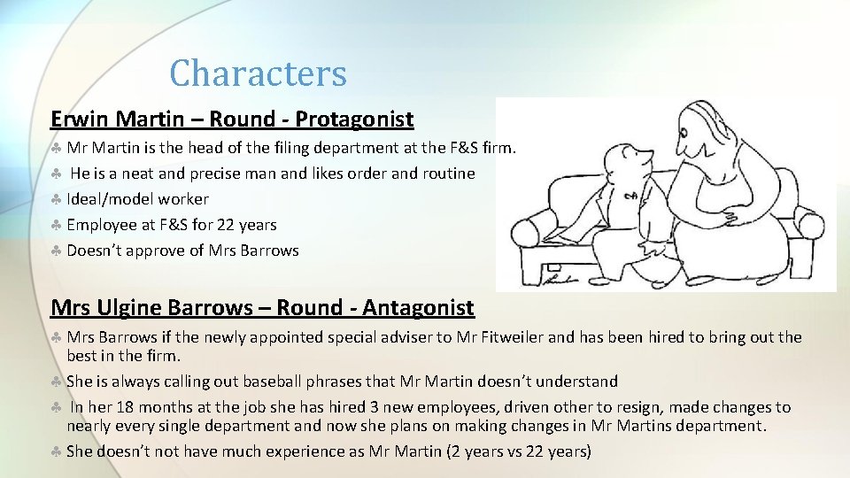 Characters Erwin Martin – Round - Protagonist Mr Martin is the head of the