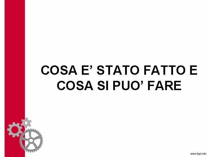 COSA E’ STATO FATTO E COSA SI PUO’ FARE 