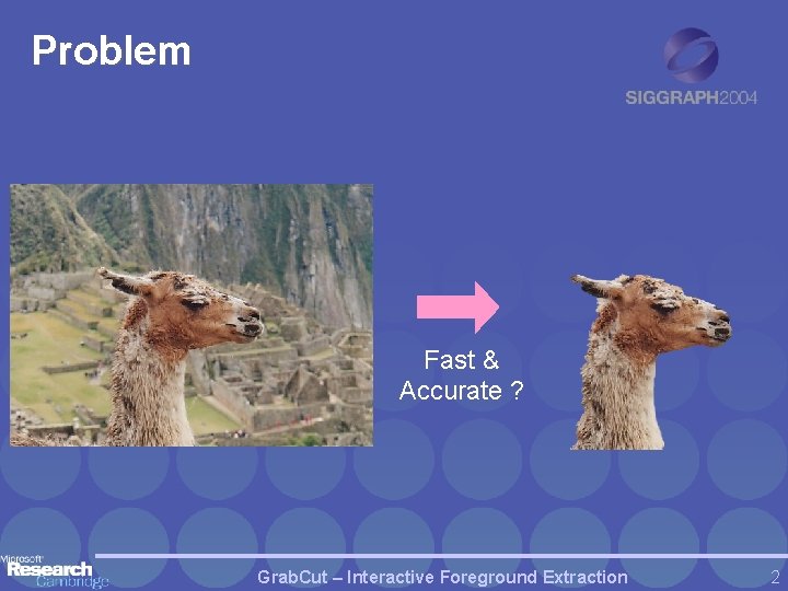 Problem Fast & Accurate ? Grab. Cut – Interactive Foreground Extraction 2 