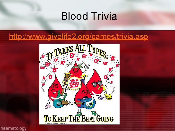 Blood Trivia http: //www. givelife 2. org/games/trivia. asp 