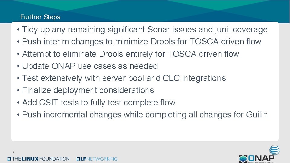 Further Steps • Tidy up any remaining significant Sonar issues and junit coverage •