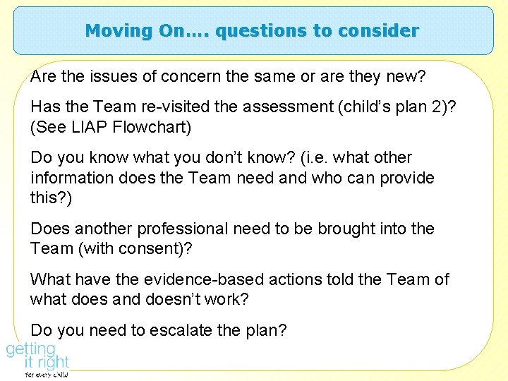 Moving On…. questions to consider Are the issues of concern the same or are