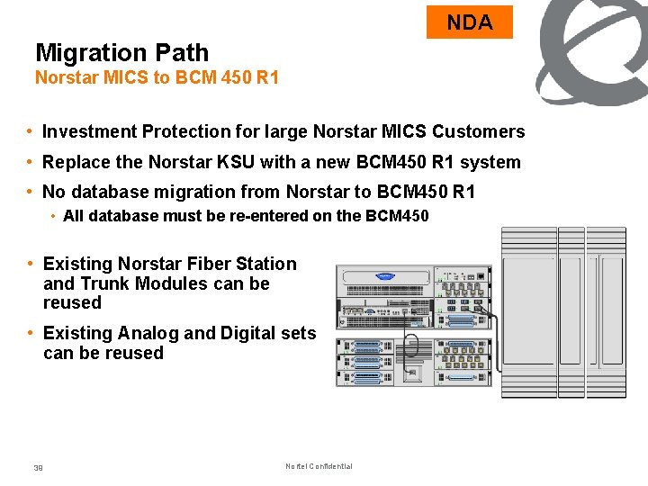 NDA Migration Path Norstar MICS to BCM 450 R 1 • Investment Protection for