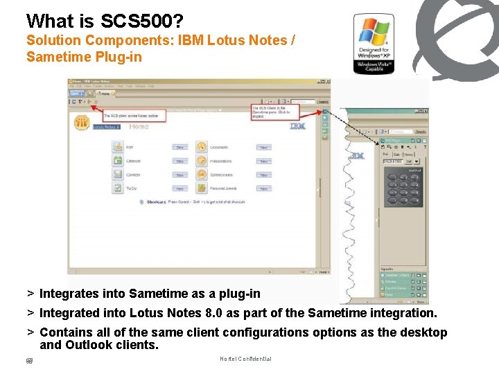 What is SCS 500? Solution Components: IBM Lotus Notes / Sametime Plug-in > Integrates