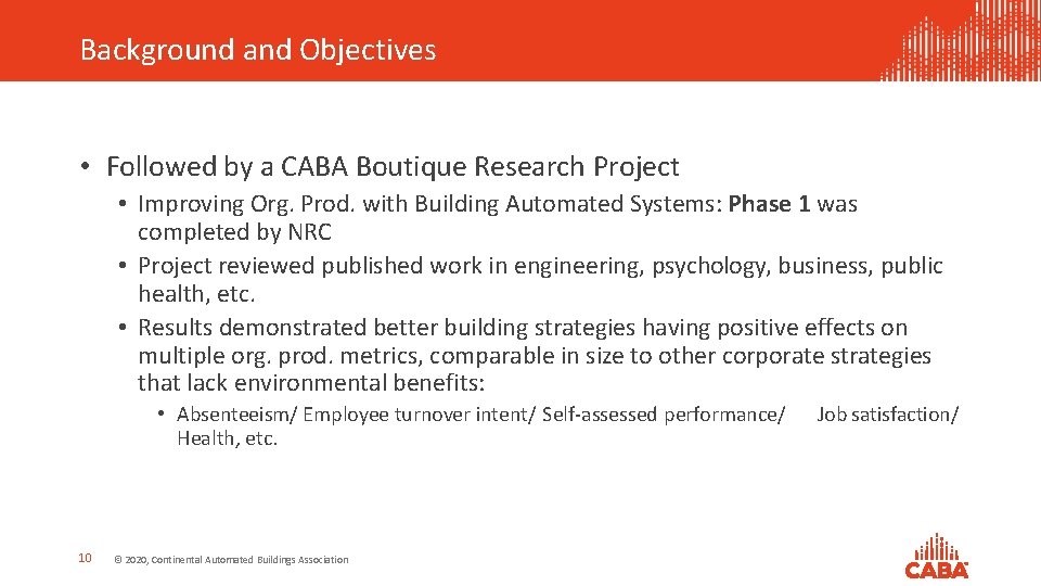 Background and Objectives • Followed by a CABA Boutique Research Project • Improving Org.