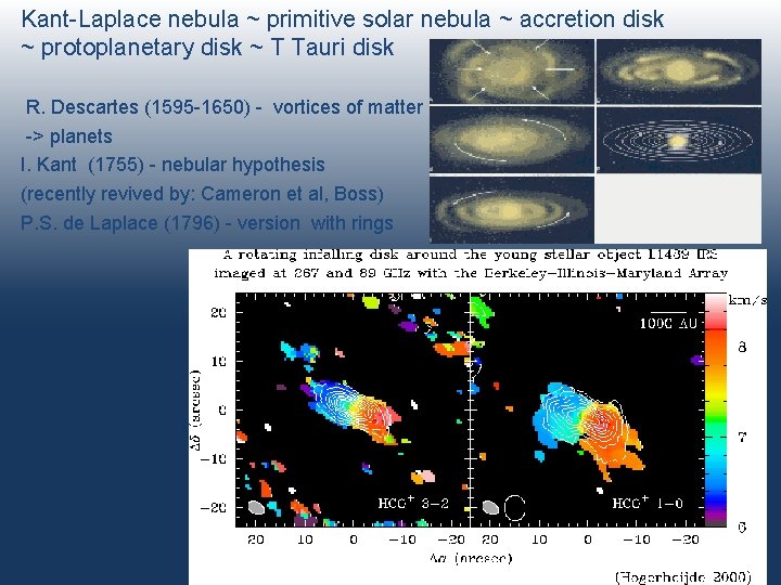 Kant-Laplace nebula ~ primitive solar nebula ~ accretion disk ~ protoplanetary disk ~ T
