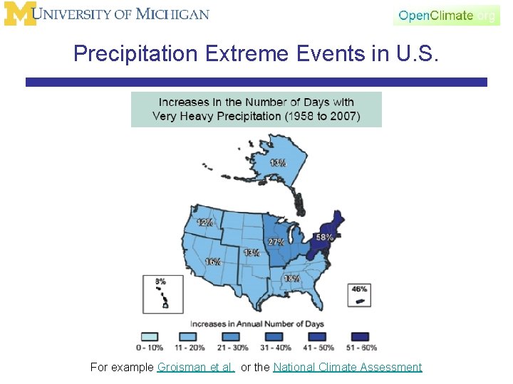 Precipitation Extreme Events in U. S. For example Groisman et al. or the National