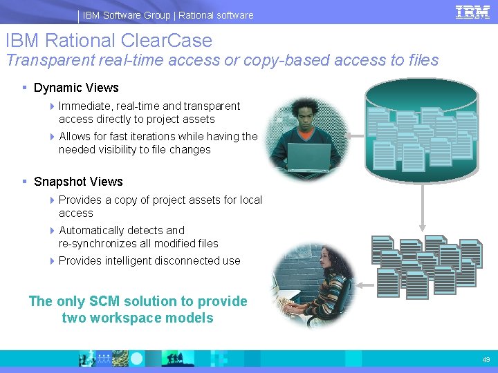 IBM Software Group | Rational software IBM Rational Clear. Case Transparent real-time access or