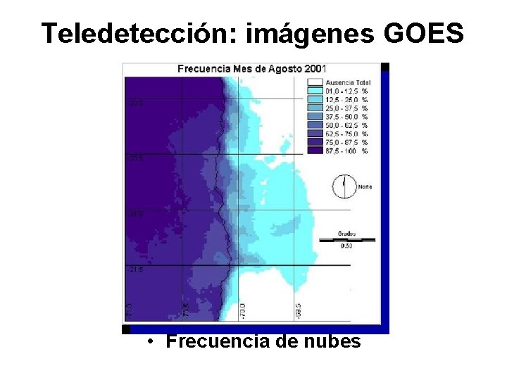 Teledetección: imágenes GOES • Frecuencia de nubes 