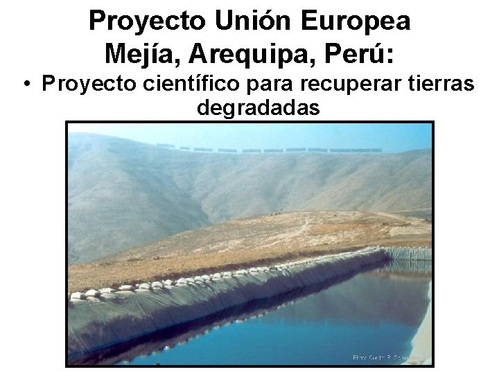 Proyecto Unión Europea Mejía, Arequipa, Perú: • Proyecto científico para recuperar tierras degradadas 