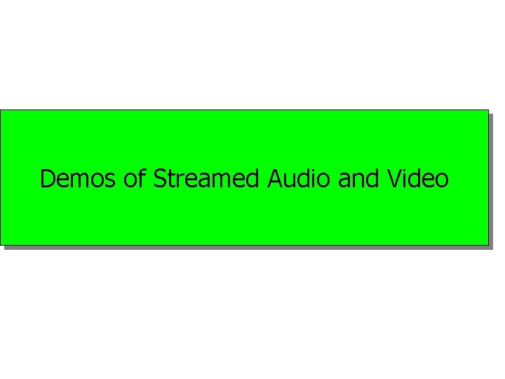 Demos of Streamed Audio and Video 