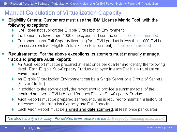 IBM Passport Advantage Software –Advantage Virtualization. Software Capacity Licensing for IBM Power Systems Power.