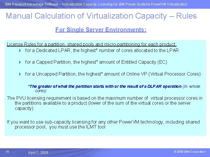 IBM Passport Advantage Software –Advantage Virtualization. Software Capacity Licensing for IBM Power Systems Power.