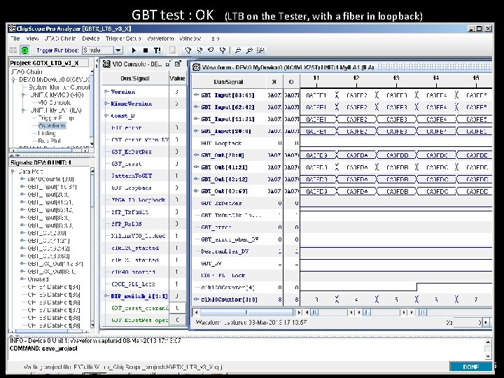 GBT test : OK (LTB on the Tester, with a fiber in loopback) 5