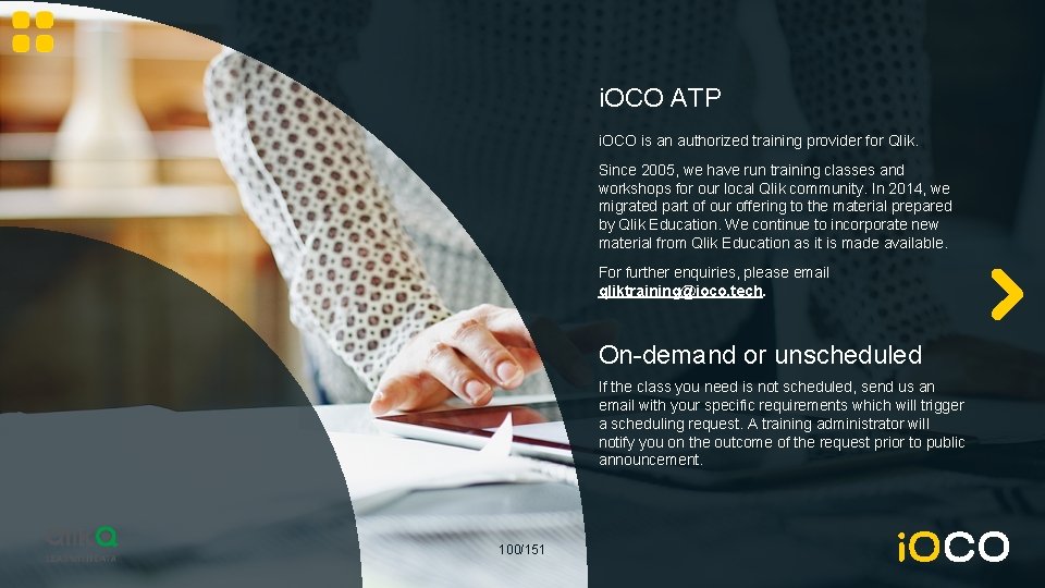 i. OCO ATP i. OCO is an authorized training provider for Qlik. Since 2005,