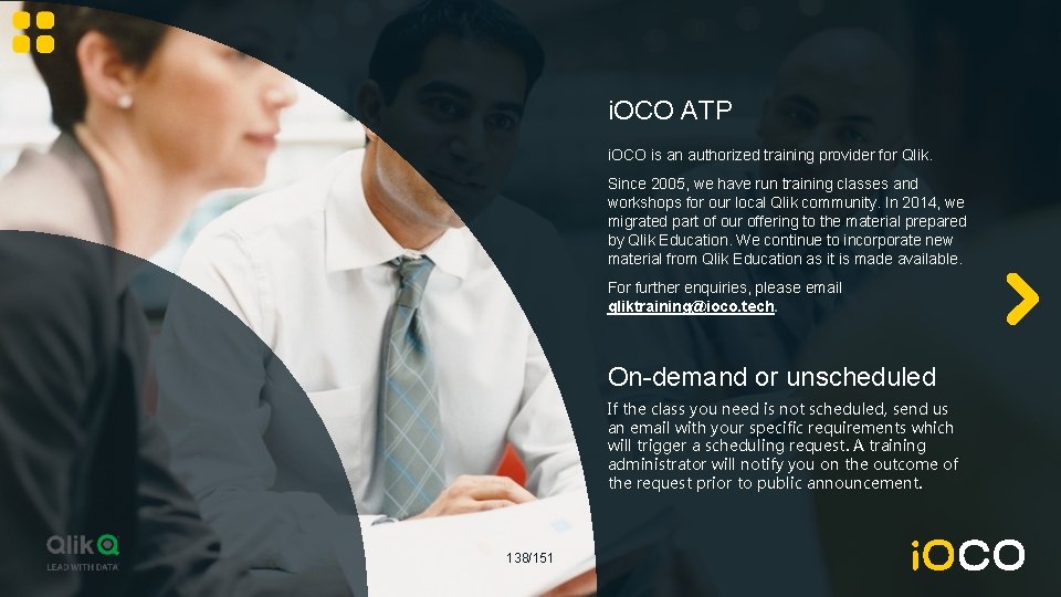 i. OCO ATP i. OCO is an authorized training provider for Qlik. Since 2005,