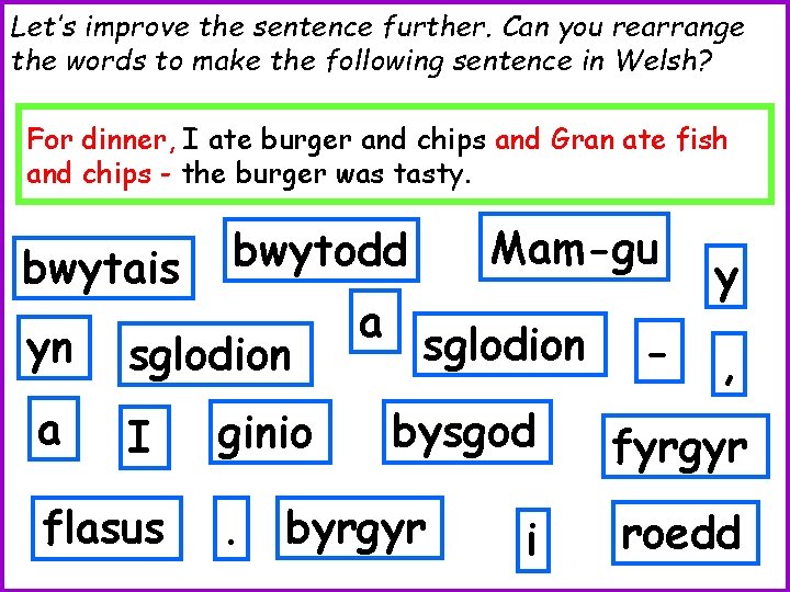 Let’s improve the sentence further. Can you rearrange the words to make the following
