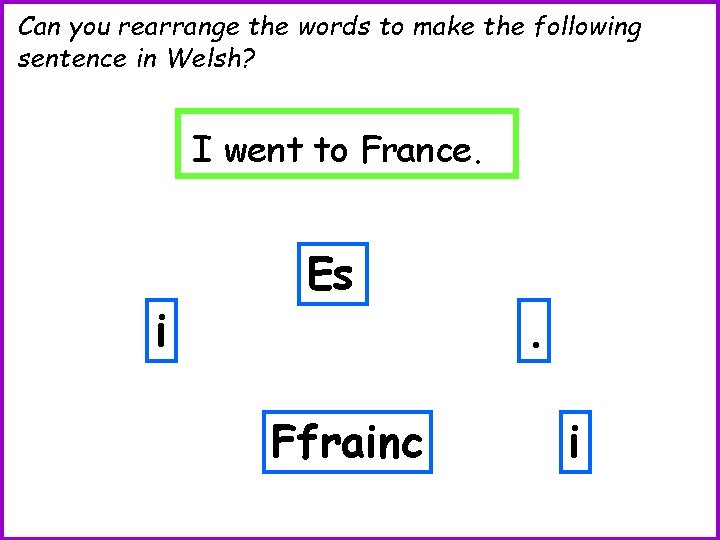 Can you rearrange the words to make the following sentence in Welsh? I went