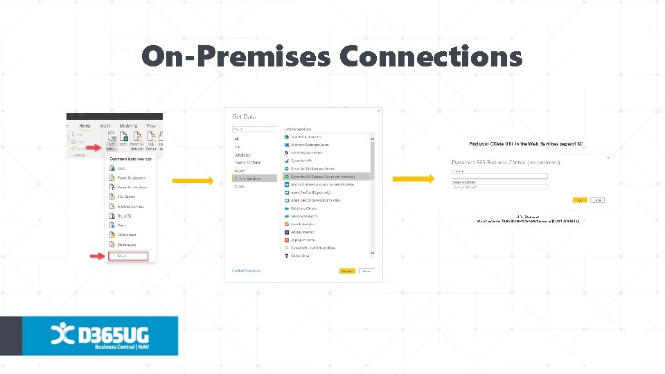 On-Premises Connections Find your OData URL in the Web Services page of BC URL
