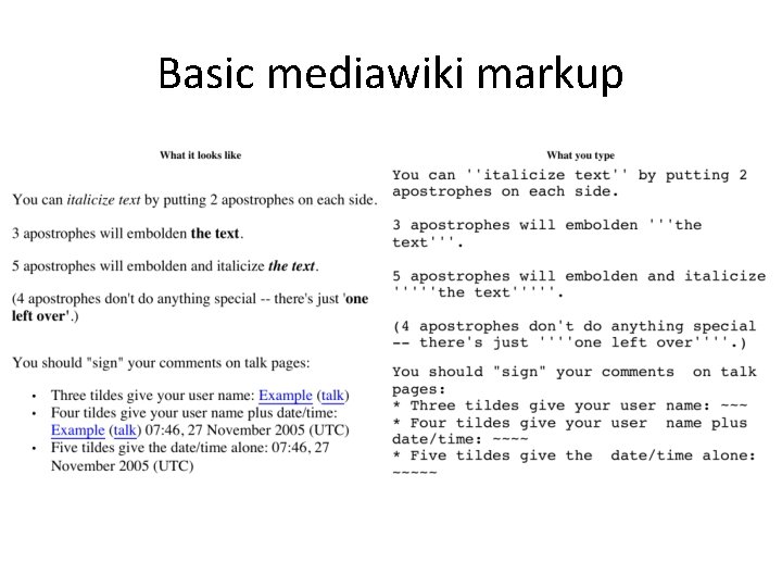 Basic mediawiki markup 