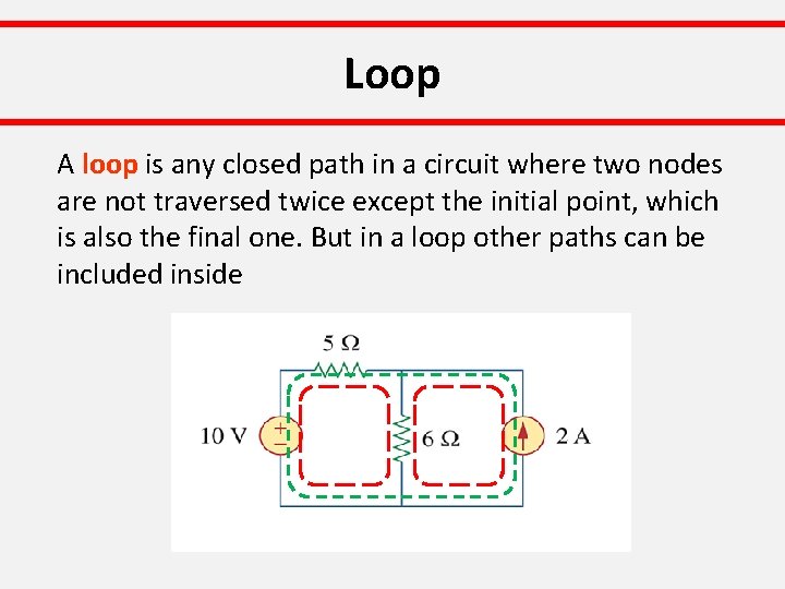 Loop A loop is any closed path in a circuit where two nodes are