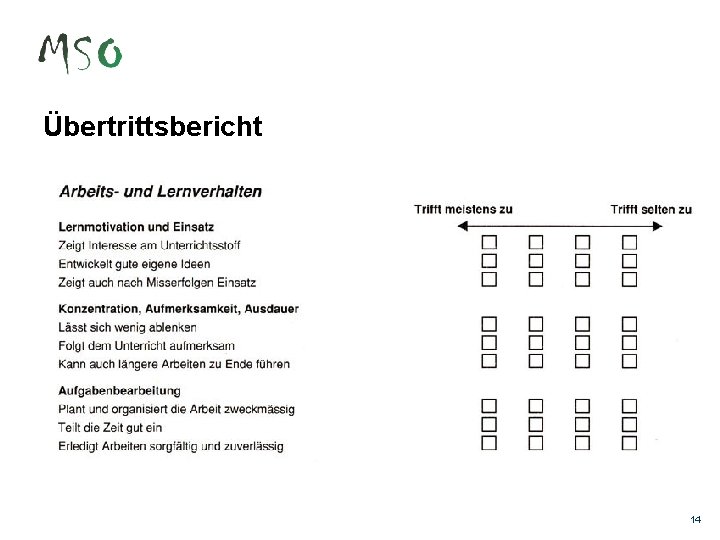 Übertrittsbericht 14 