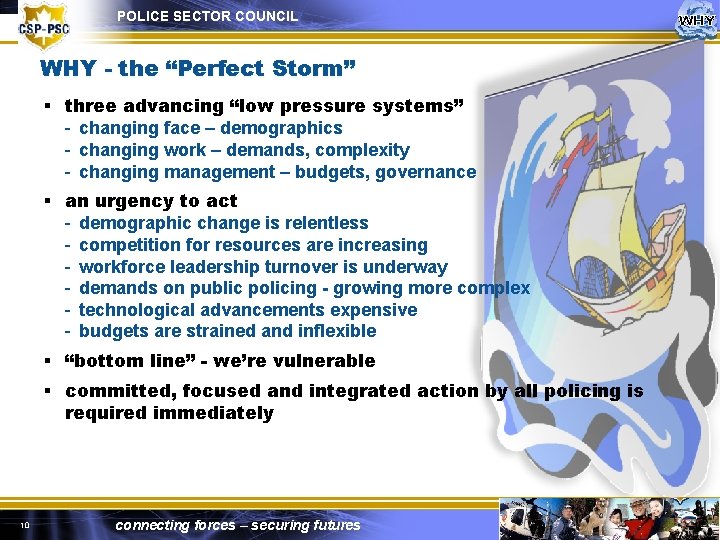 POLICE SECTOR COUNCIL WHY - the “Perfect Storm” § three advancing “low pressure systems”