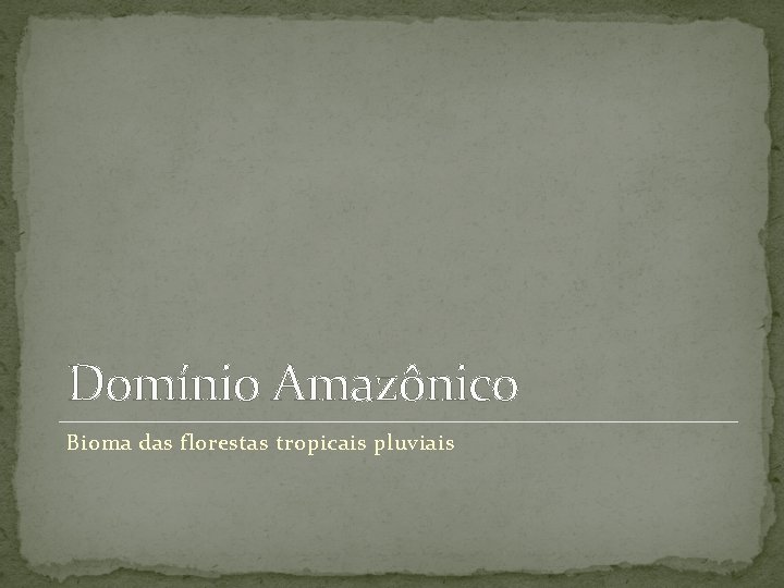 Domínio Amazônico Bioma das florestas tropicais pluviais 