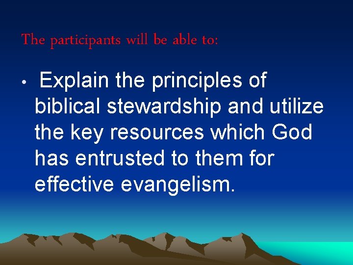 Biblical Stewardship Raising Resources For Evangelism Facilitator Dr