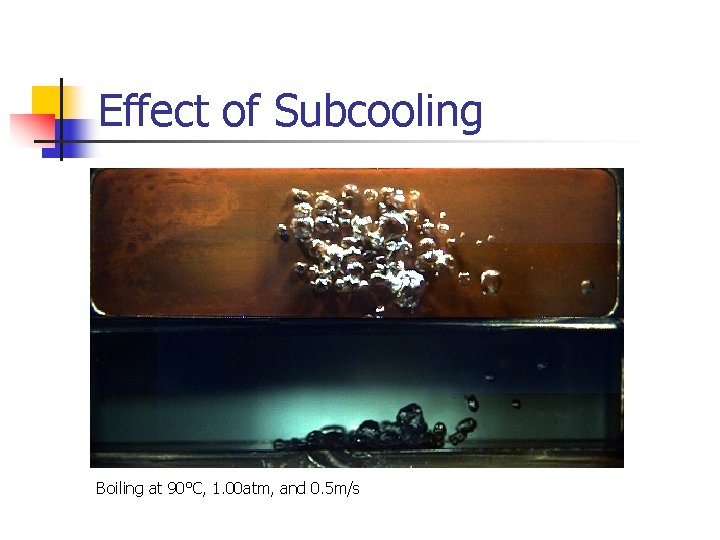 Effect of Subcooling Boiling at 90°C, 1. 00 atm, and 0. 5 m/s 