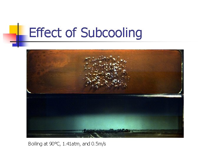 Effect of Subcooling Boiling at 90°C, 1. 41 atm, and 0. 5 m/s 