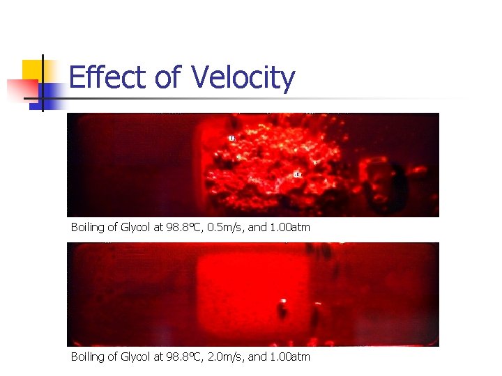 Effect of Velocity Boiling of Glycol at 98. 8°C, 0. 5 m/s, and 1.
