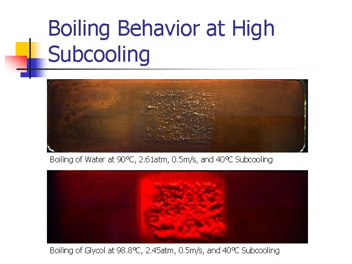 Boiling Behavior at High Subcooling Boiling of Water at 90°C, 2. 61 atm, 0.