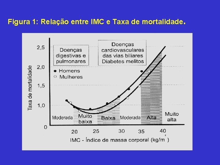 Figura 1: Relação entre IMC e Taxa de mortalidade. 
