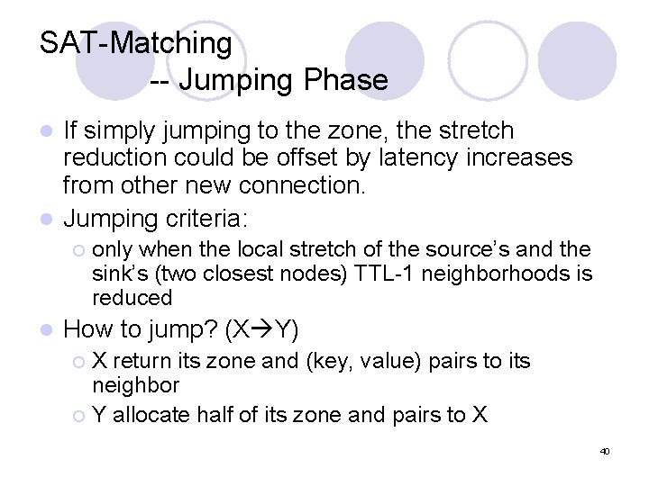 SAT-Matching -- Jumping Phase If simply jumping to the zone, the stretch reduction could SAT-Matching -- Jumping Phase If simply jumping to the zone, the stretch reduction could