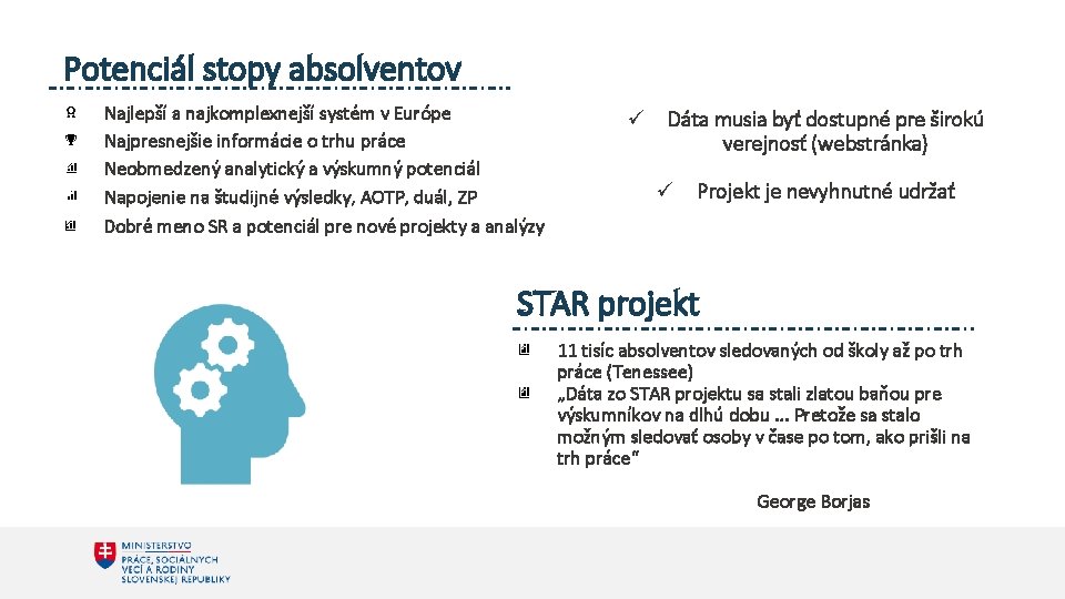 Potenciál stopy absolventov Najlepší a najkomplexnejší systém v Európe Najpresnejšie informácie o trhu práce