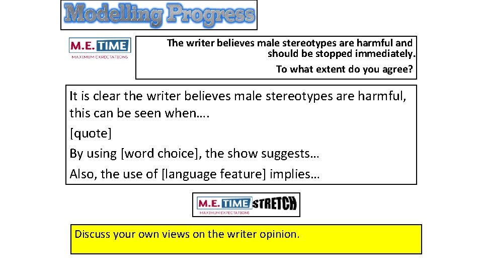 The writer believes male stereotypes are harmful and should be stopped immediately. To what