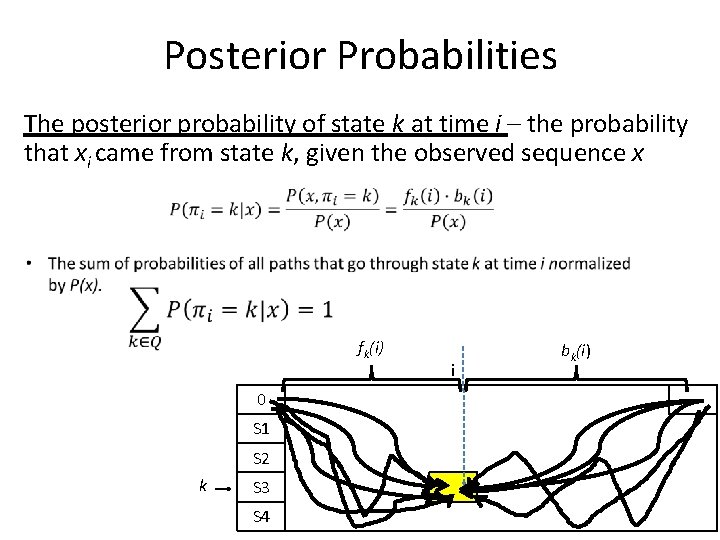 Posterior Probabilities The posterior probability of state k at time i – the probability
