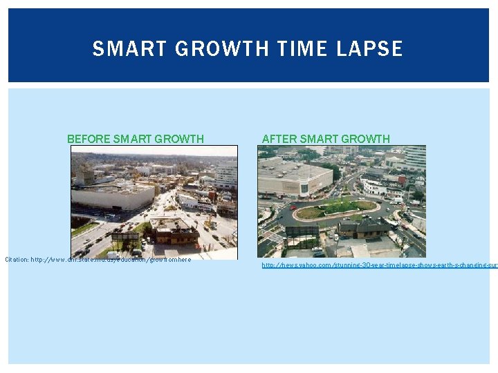 SMART GROWTH TIME LAPSE BEFORE SMART GROWTH Citation: http: //www. dnr. state. md. us/education/growfromhere