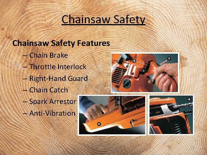 Chainsaw Safety Features – Chain Brake – Throttle Interlock – Right-Hand Guard – Chain