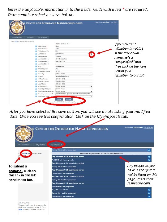 Enter the applicable information in to the fields. Fields with a red * are