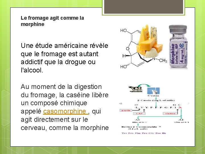 Le fromage agit comme la morphine Une étude américaine révèle que le fromage est