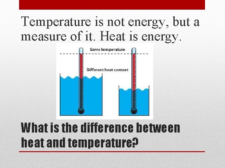 Temperature is not energy, but a measure of it. Heat is energy. What is