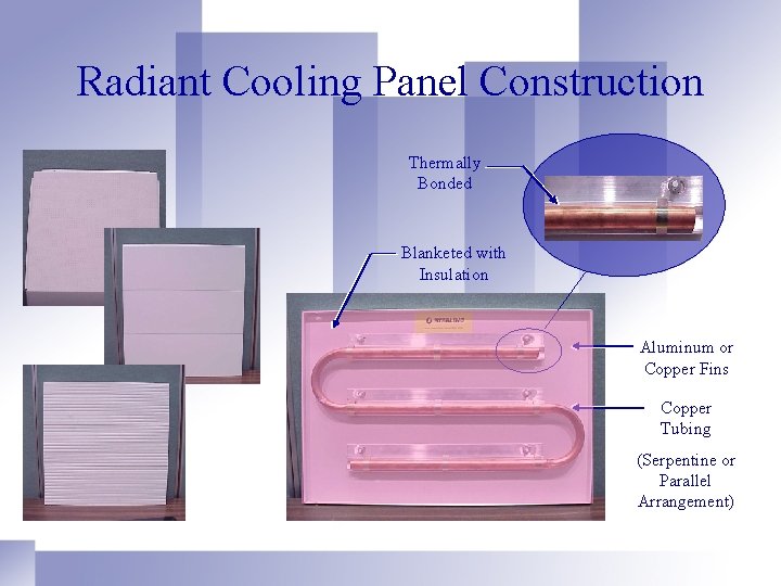 Radiant Cooling Panel Construction Thermally Bonded Blanketed with Insulation Aluminum or Copper Fins Copper