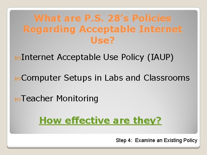 What are P. S. 28’s Policies Regarding Acceptable Internet Use? Internet Acceptable Use Policy