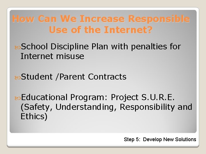 How Can We Increase Responsible Use of the Internet? School Discipline Plan with penalties