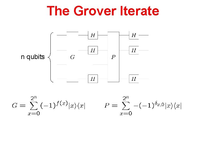 The Grover Iterate n qubits 