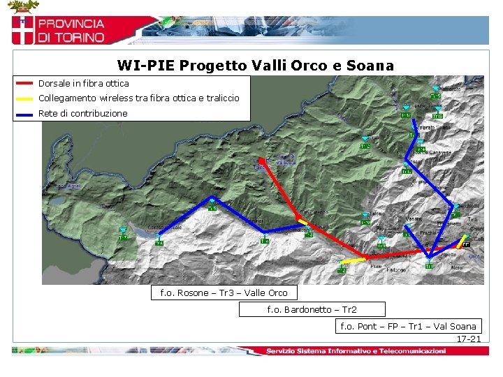 WI-PIE Progetto Valli Orco e Soana Dorsale in fibra ottica Collegamento wireless tra fibra