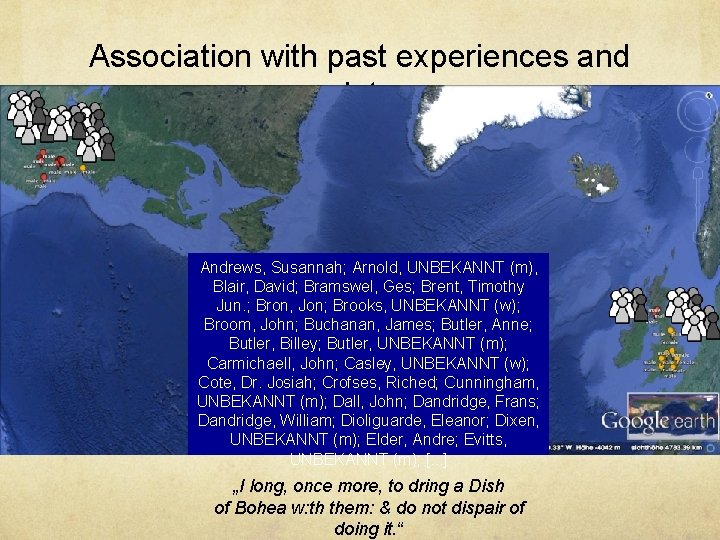 Association with past experiences and acquaintances Andrews, Susannah; Arnold, UNBEKANNT (m), Blair, David; Bramswel,