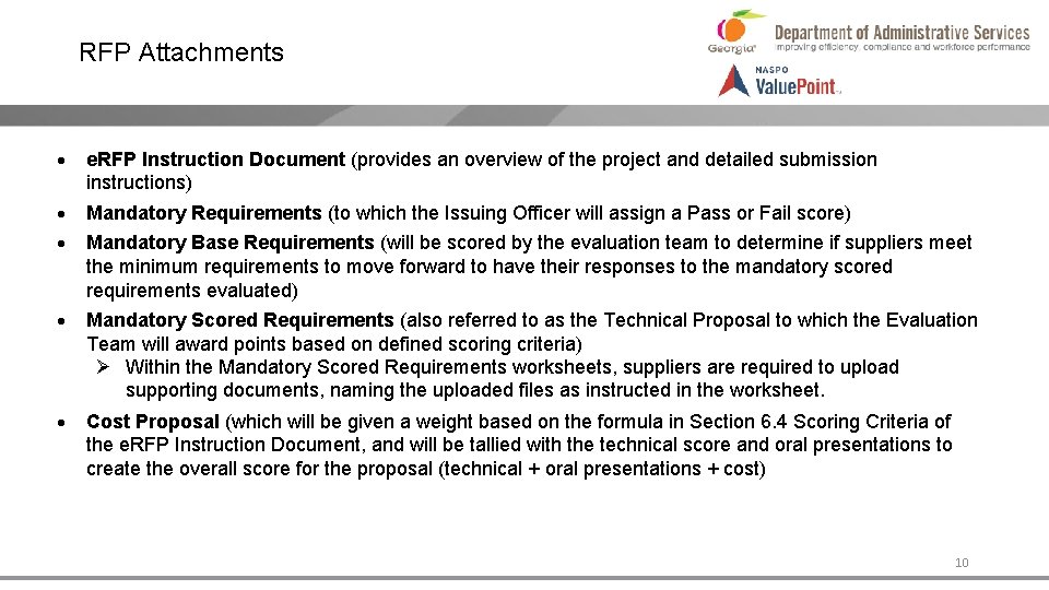 RFP Attachments e. RFP Instruction Document (provides an overview of the project and detailed